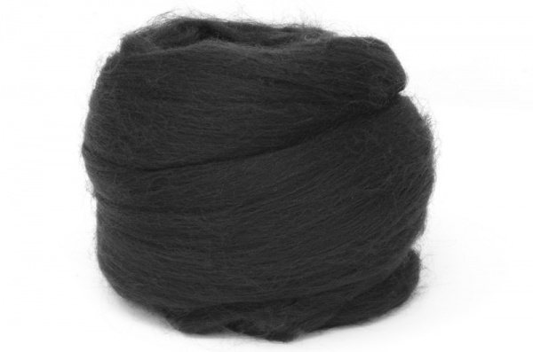 Dyed Corriedale Wool Black 100gm